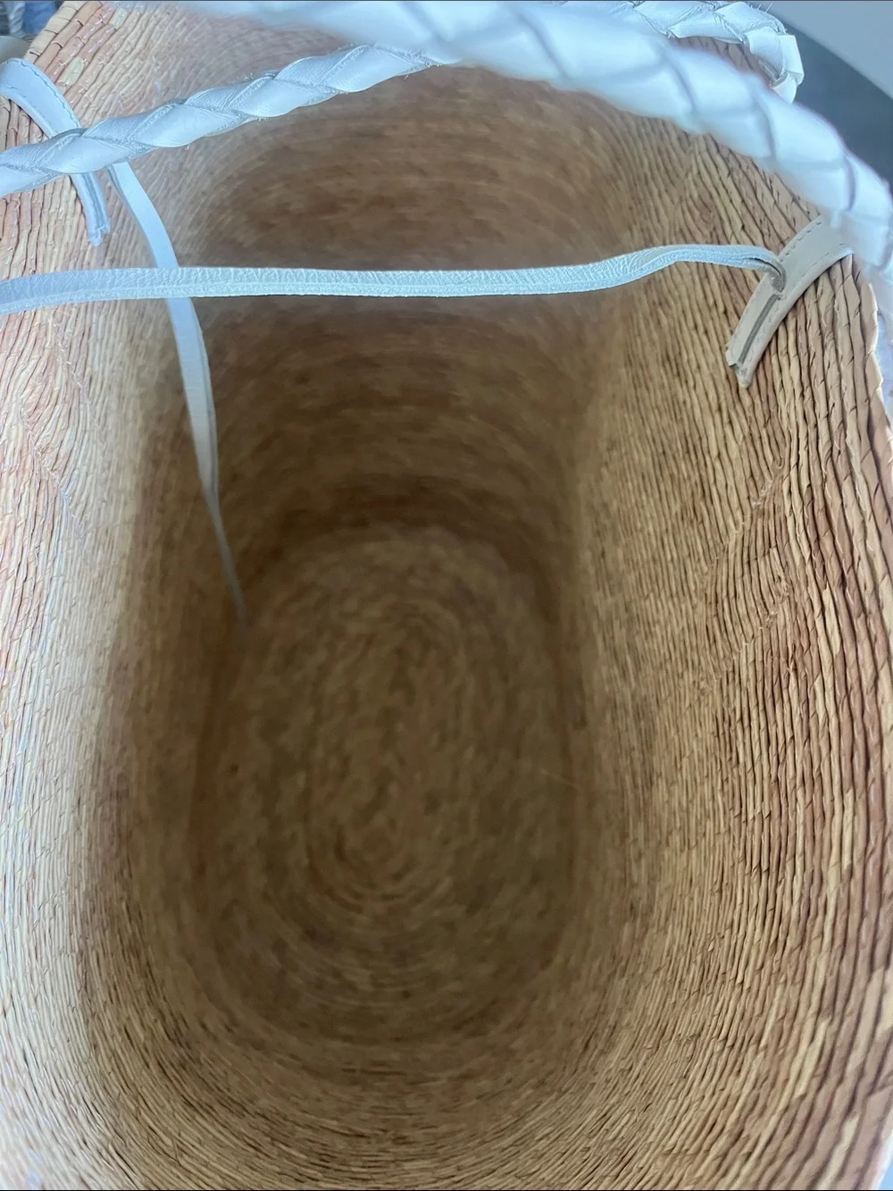 EUC Altuzarra Watermill large raffia tote with white leather braided straps